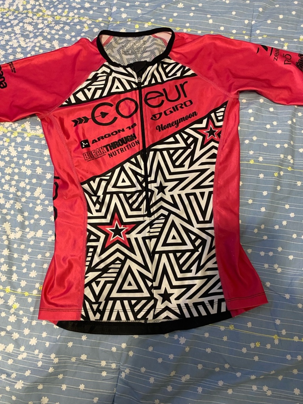 Coeur dark pink and black Geometric Star Cycling Jersey